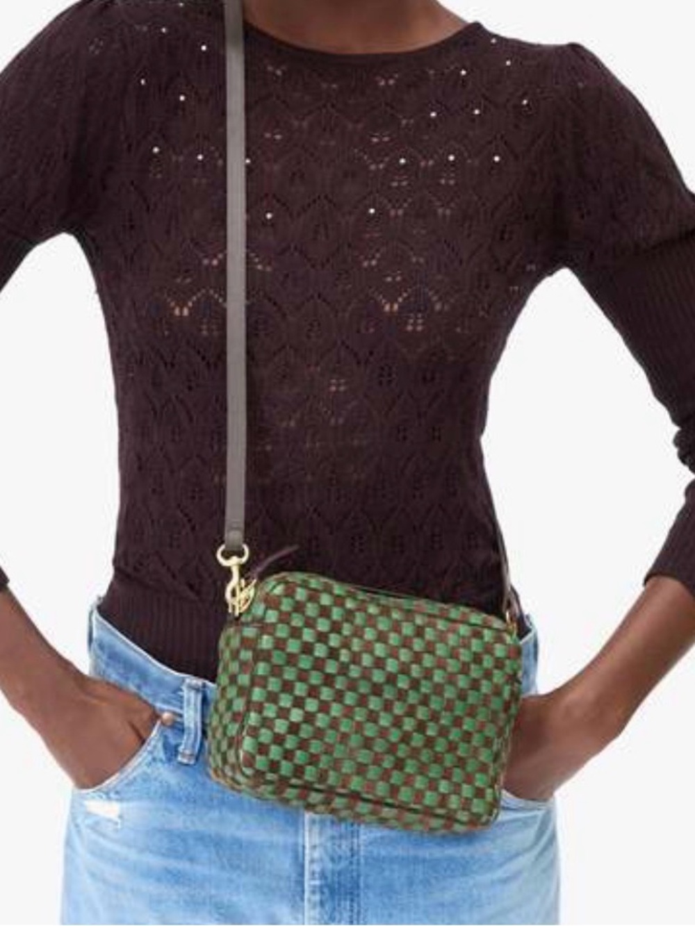 Brand new Clare V midi sac in deep pine and chocolate NWT - Picture 8 of 8